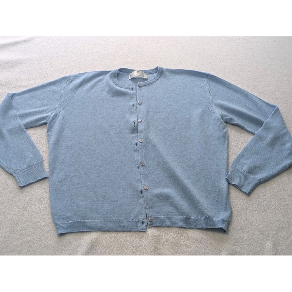 Ballantyne Blue Scotland 100% Pure New Wool Cardigan Sweater Button Down Small - Picture 3 of 16